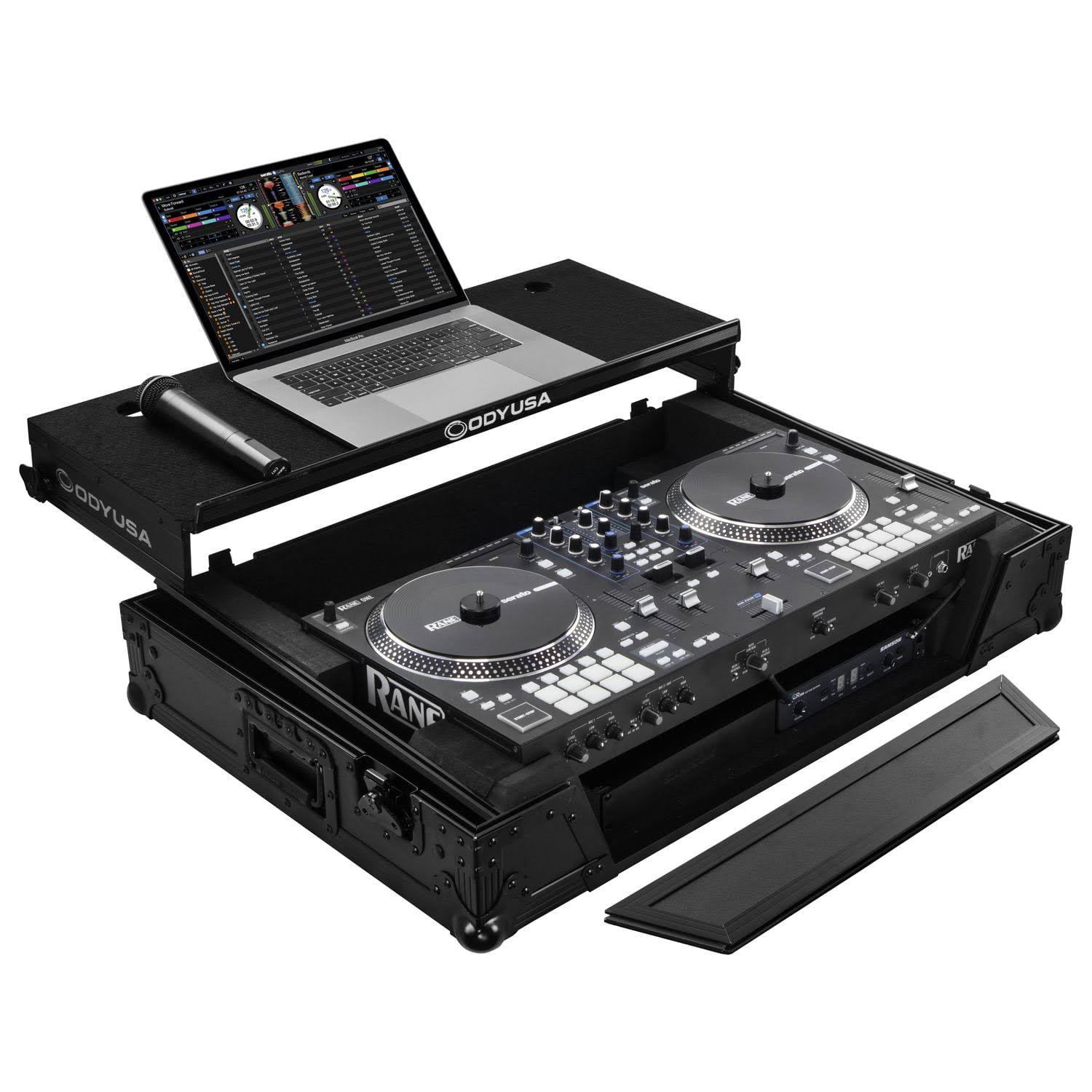 Odyssey FZGSRANEONEW1BL Rane One Flight Case with 1U Rack Space and Glide Platform - Black
