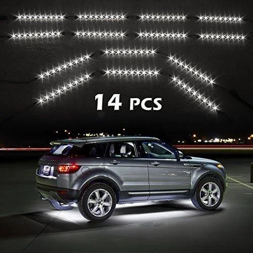 White 8pcs 24in Tubes 3 Mode Single Color LED Underbody Neon Accent Light Kit Car Truck Plug Play All Accessories Included
