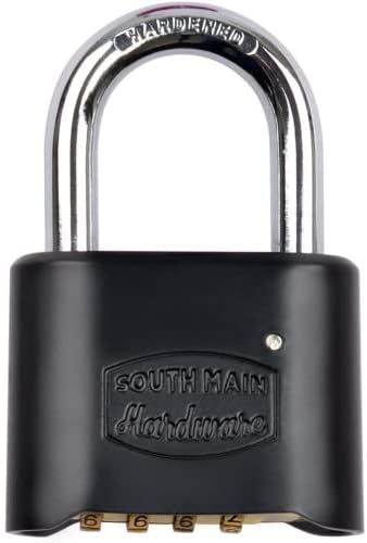 South Main Hardware Resettable Die-Cast Padlock, Black, 1-Pack