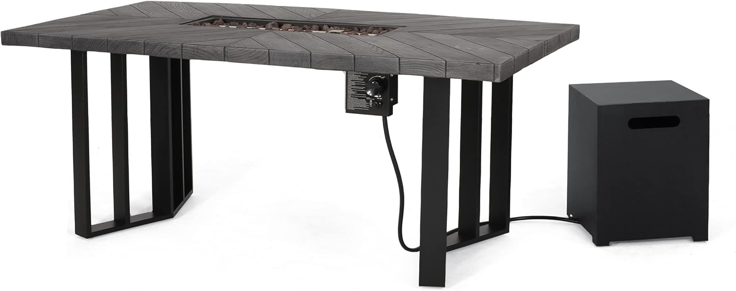 Christopher Knight Home 315597 Jett Fire Pit, Black + Dark Gray