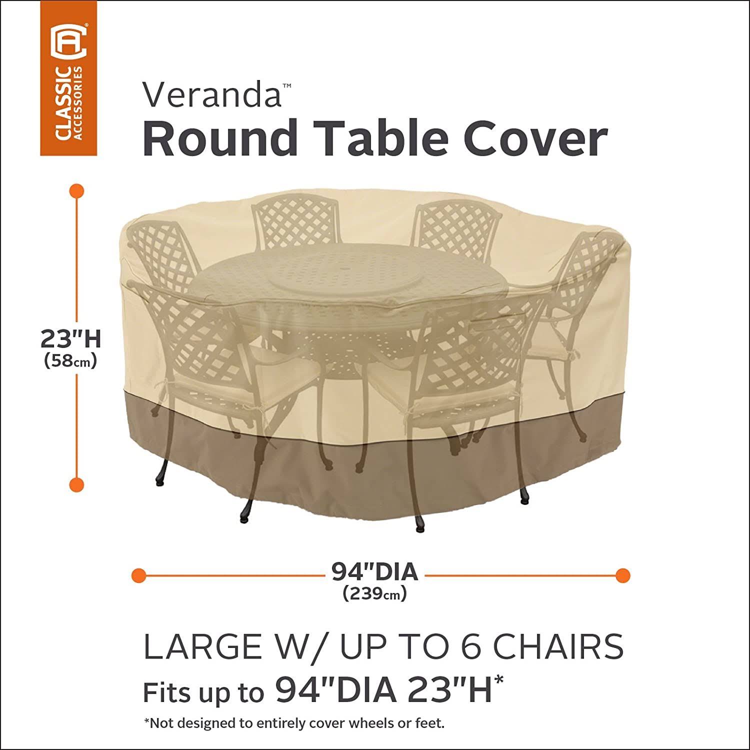 Classic Accessories Veranda Round Patio Table u0026 Chair Set Cover, Large
