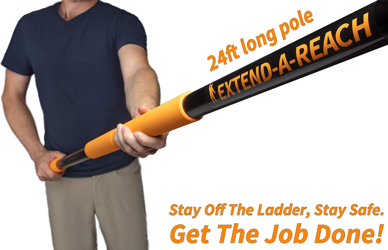 7-24 ft Long Telescopic Extension Pole // Multi-Purpose Extendable Pole with Universal Twist-on Metal Tip // Lightweight and Sturdy // Best Telescoping Pole for Painting, Dusting and Window Cleaning Pack of 2