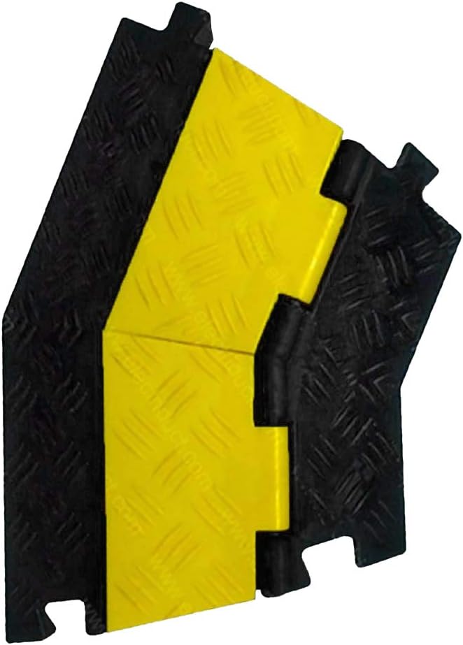 Electriduct Heavy Duty 2 Channel Cable Protector Traffic Wire and Hose Ramp Cord Cover 1.2 Inch Channels 12,000 lbs per Axle - Rubber Black Base/Black Lid Pack of 2