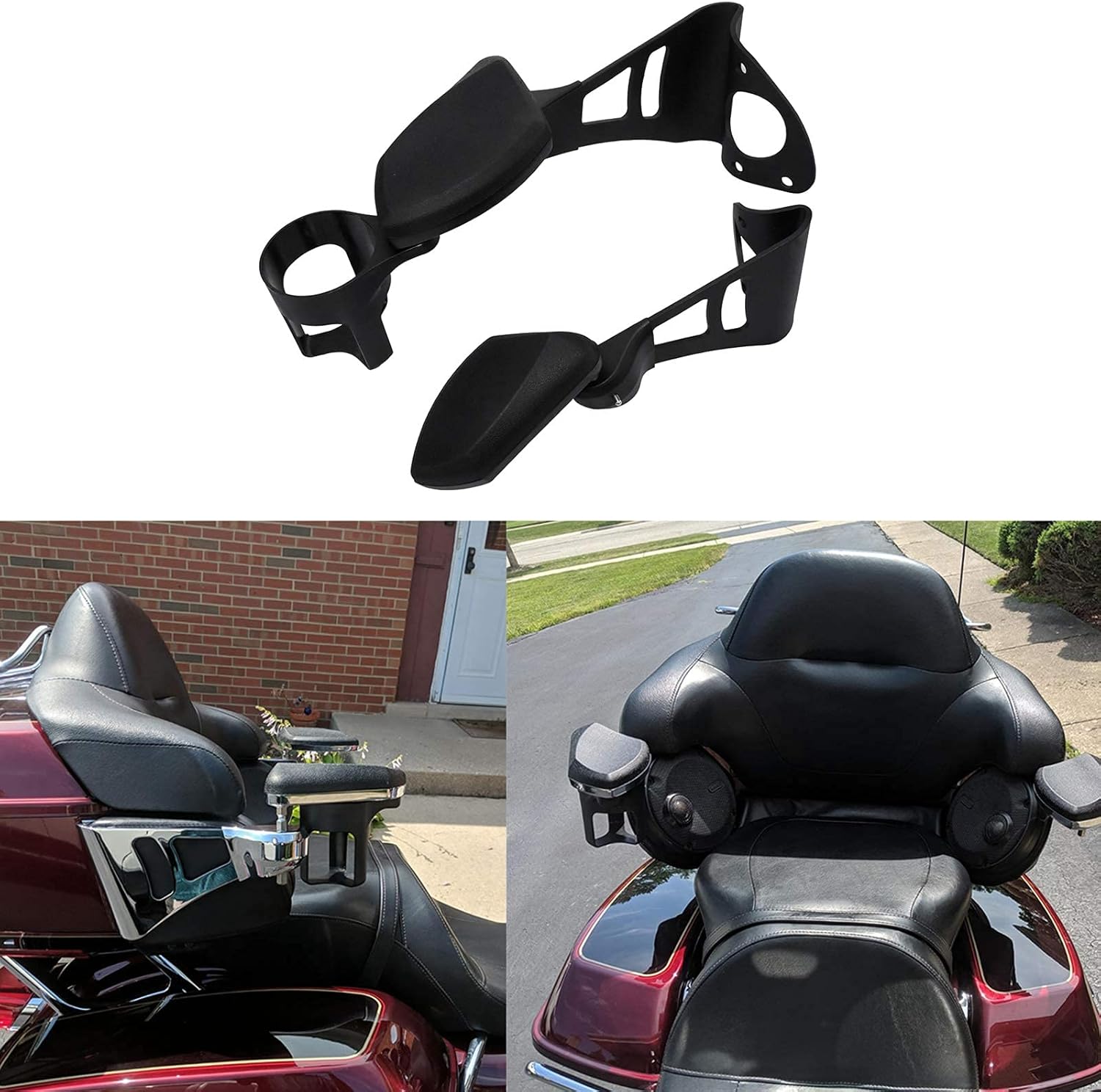 YHMTIVTU Passenger Armrests Motorcycle Adjustable Rear Armrest with Drink Holder Fit for Harley Touring and Tri Glide 2014-2019 Black