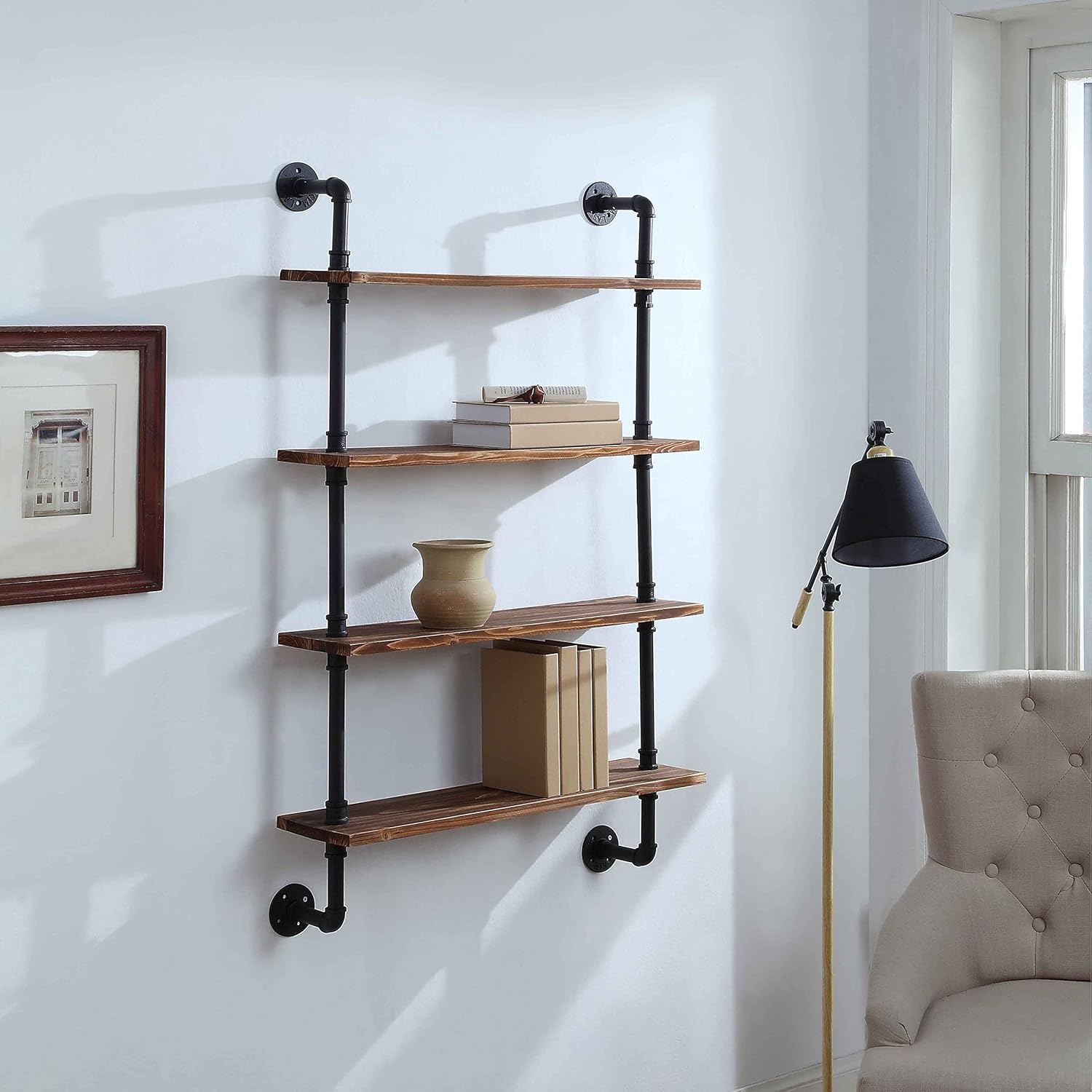 4D Concepts Anacortes SHELFS, Black Pipe/Brown Shelves