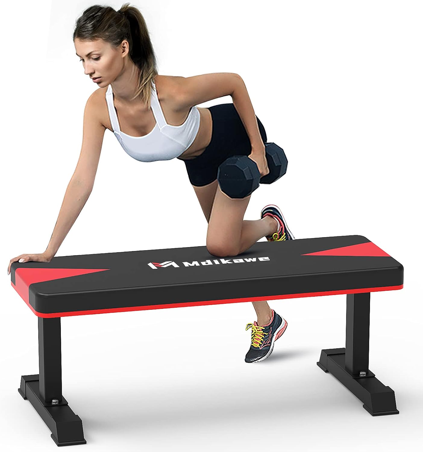 Multi Purpose Flat Workout Bench - 600 LBS Capacity,Fits Full-Body Exercise,Easy to Assemble,Utility Fitness Bench with Comfortable Backrest for Weightlifting Dumbbell and Crunch,41x18x18.5In Pack of 2