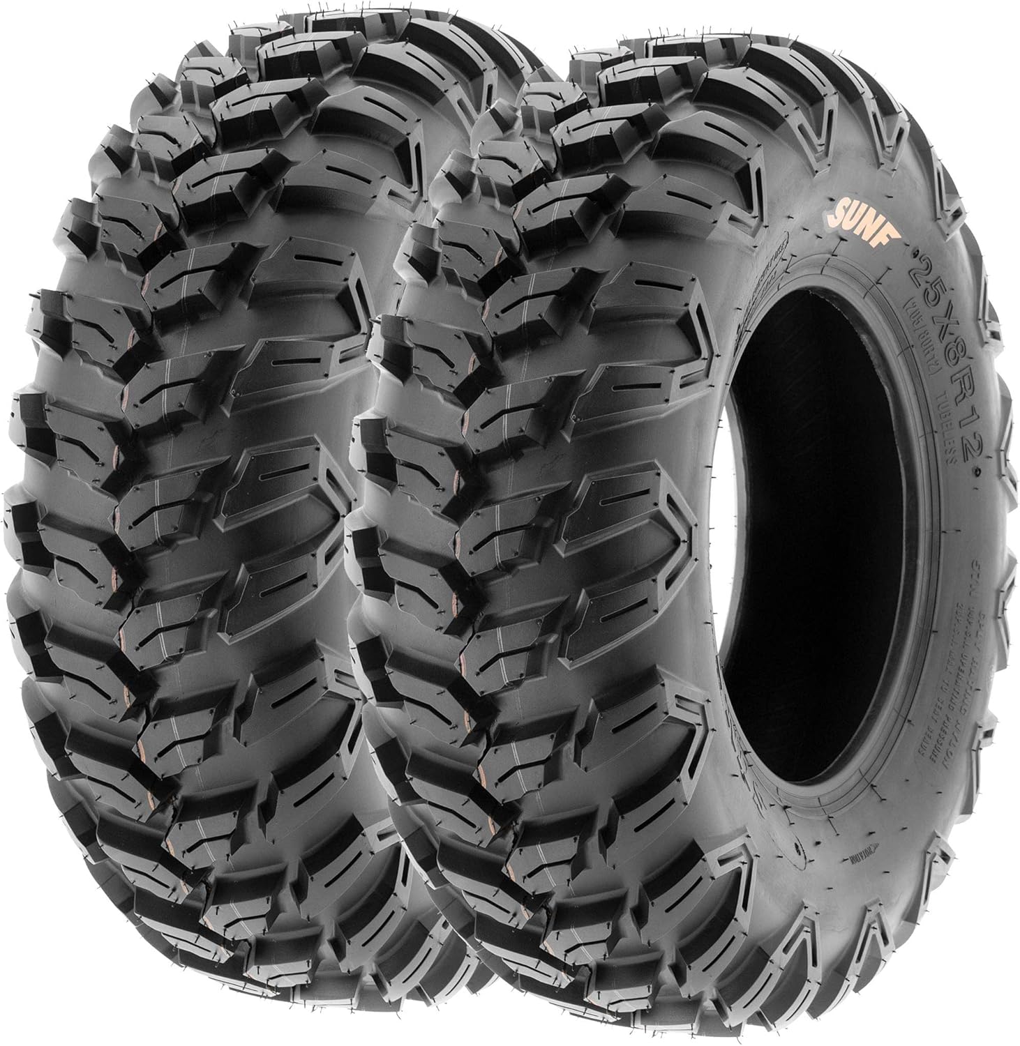 Set of 4 SunF A043 XC Racing ATV UTV Radial Sport Tires 25x8R12 Front & 25x10R12 Rear, 6PR, All-Terrain Off-Road & Track