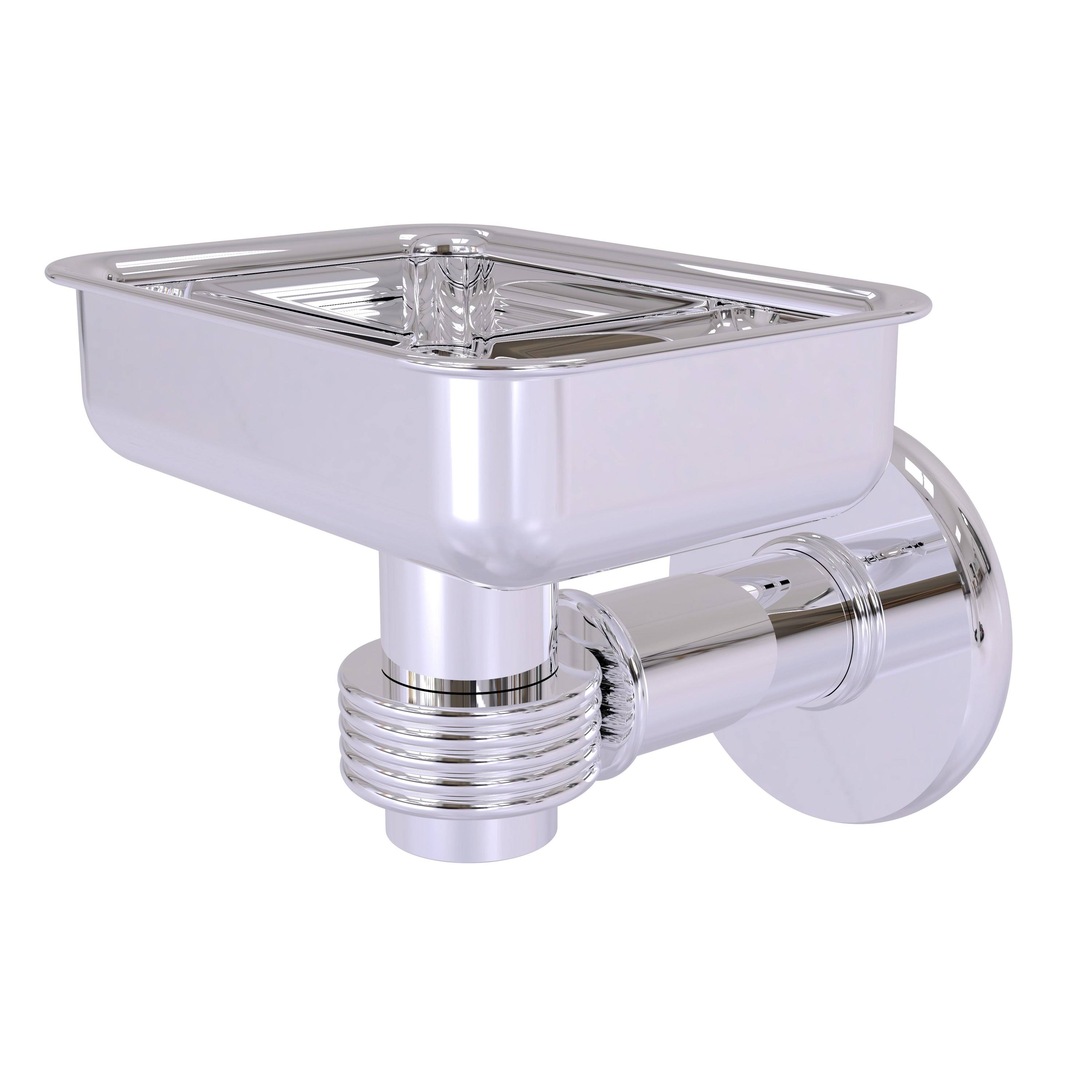 Allied Brass Continental Collection Wall Mounted Soap Dish Holder with Groovy Accents - Polished Chrome