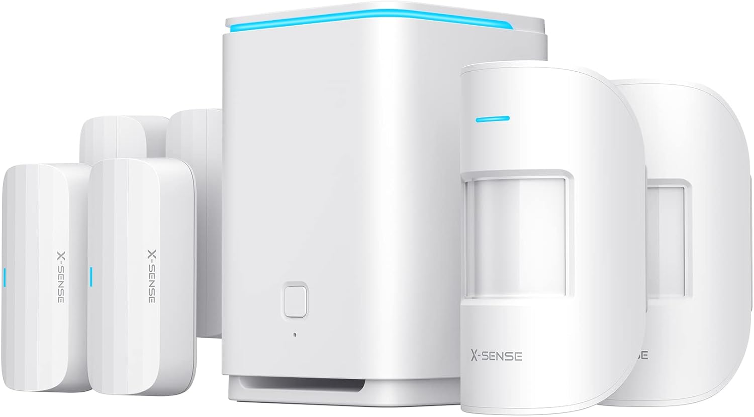 X-Sense Home Security System, 8-Piece Wireless Alarm System Kit, 1 1/4 Mile Range Base Station, Motion Sensor, Door/Window Sensor, Remote Control, Work with Alexa, No Contract, for Indoor Security