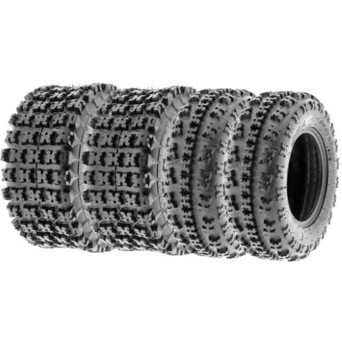 Full Set of 4 Sunf 22x7-10 u0026 22x11-9 Quad ATV Race Tires 6 Ply A027, Black