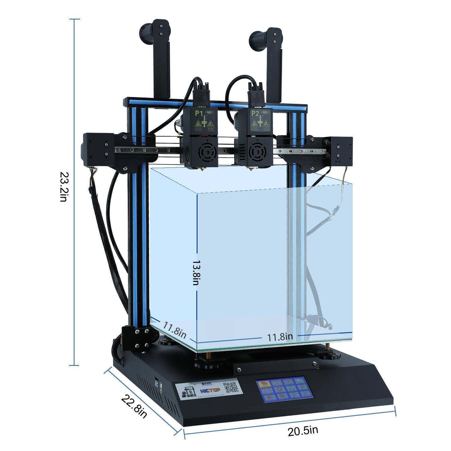 HICTOP D3 Hero with Titan extruder Independent Dual Extruder 24V D3 Hero Direct Feed 11.8x11.8x13.8 inch(300x300x350mm) (Accessories)