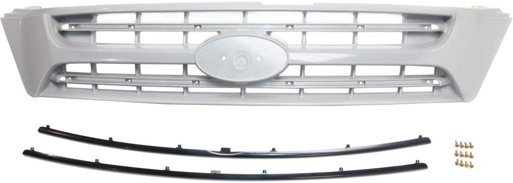 For Kia Sedona Grille Assembly 2006 07 08 09 2010 | Gray Shell and Insert | w/Black Insert Molding | Plastic | Upper | KI1200123 | 863504D101