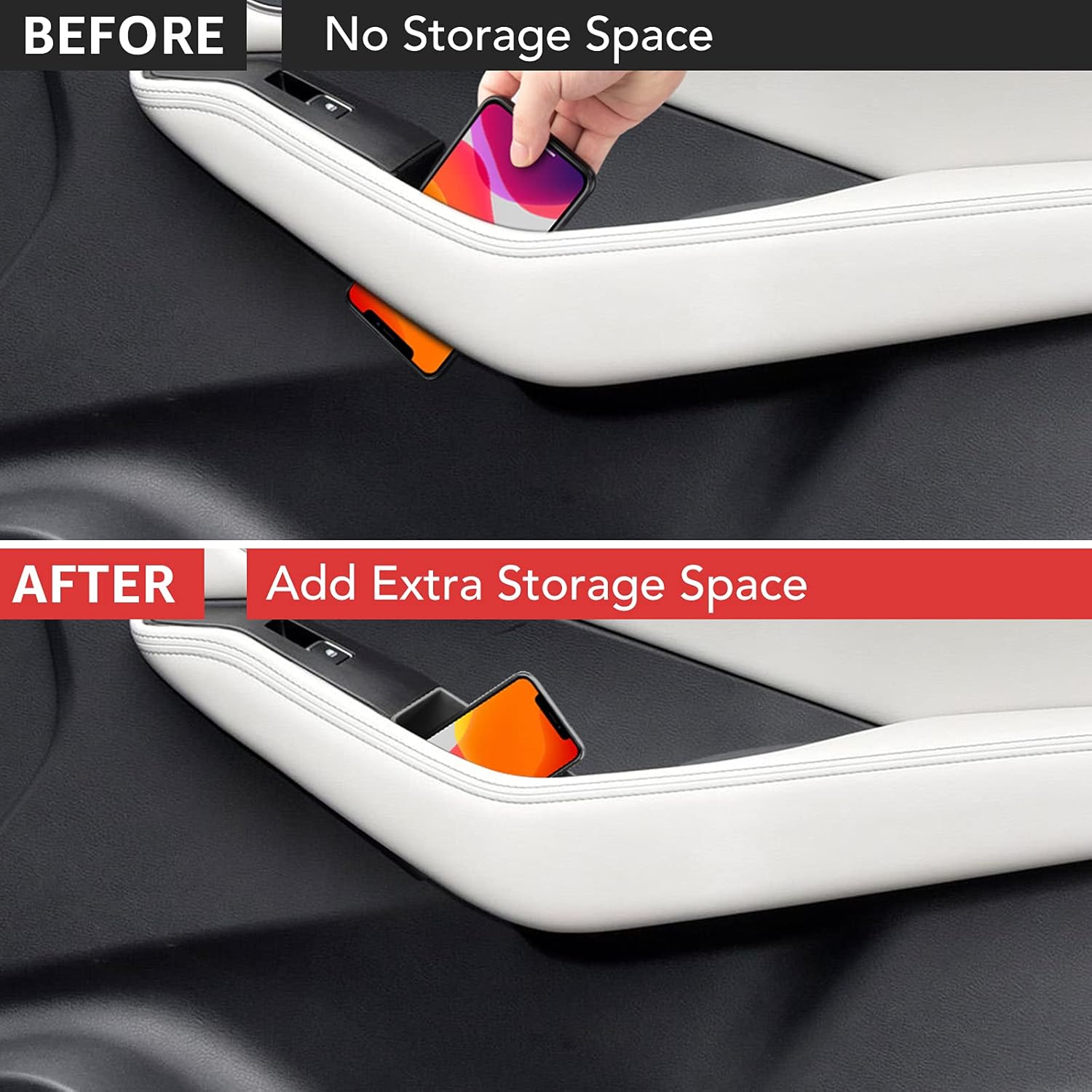 Ecarzo Door Side Storage Box Handle Pocket for 2021 2022 Nissan Rogue Side Door Handle Organizer Storage Cup Insert Tray Accessories