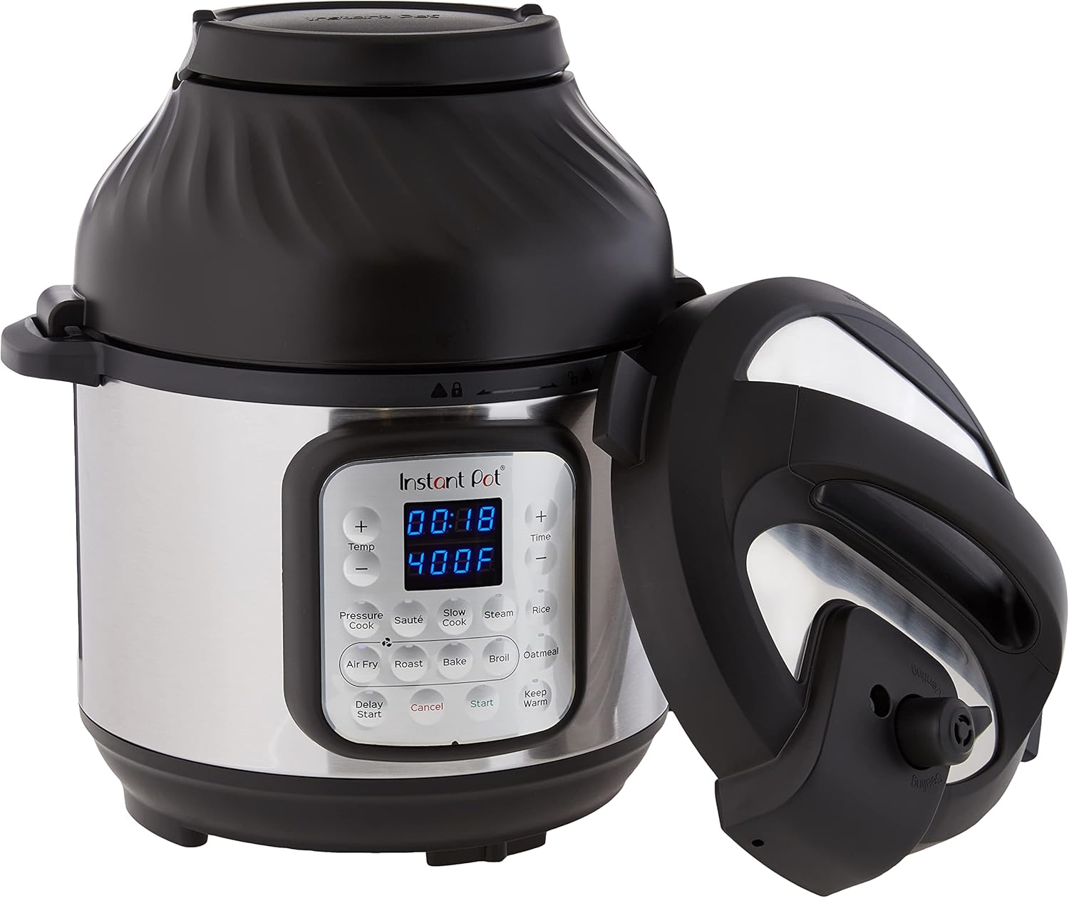 Instant Pot Duo Crisp 11-in-1 Electric Pressure Cooker with Air Fryer Lid, 8 Quart Stainless Steel/Black, Air Fry, Roast, Bake, Dehydrate, Slow Cook, Rice Cooker, Steamer, Sauté
