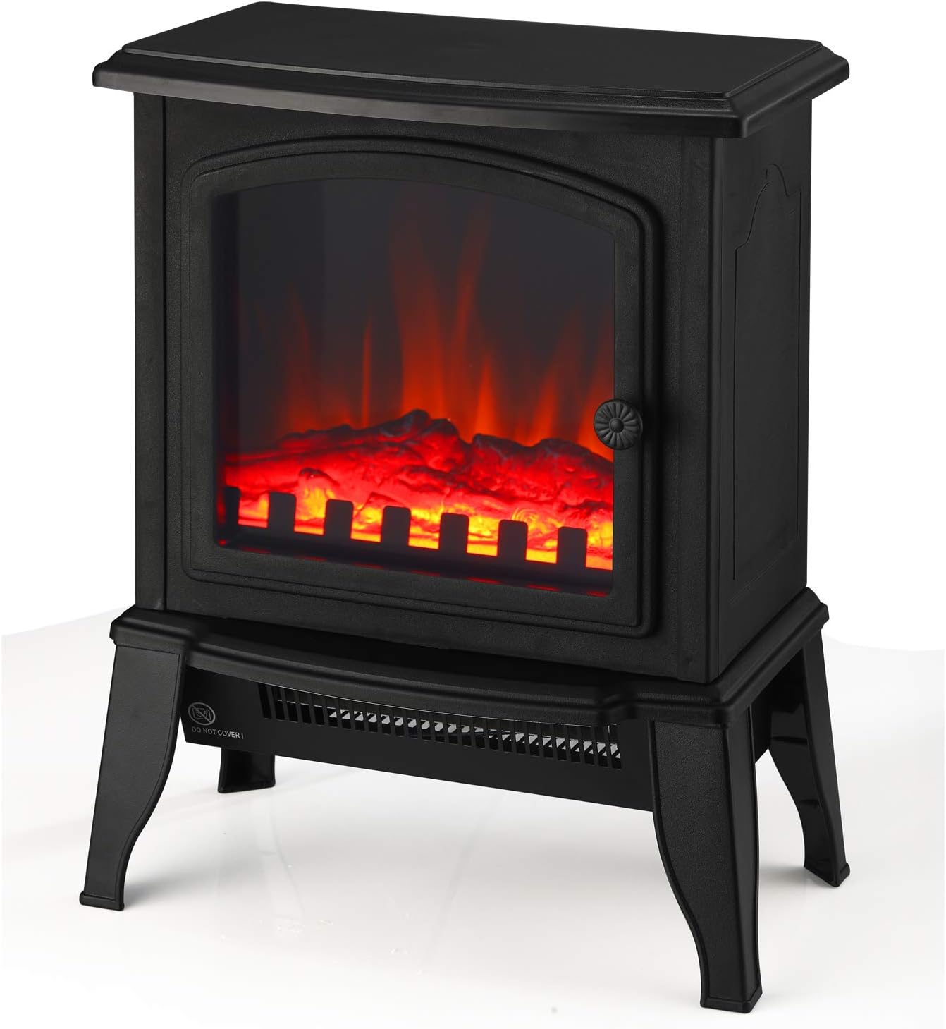 Goaeon Electric Fireplace Stove Electric Fireplace Heater Freestanding 1500W/750W Portable Indoor Electric Space Heater Stove with Realistic 3D Flame for Indoor Use (Black1)