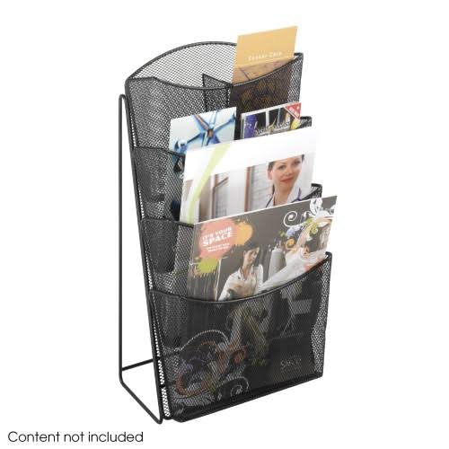 Safco 5640BL Office Accessories Steel Magazine Racks Onyx Mesh 4 Pocket Magazine Rack