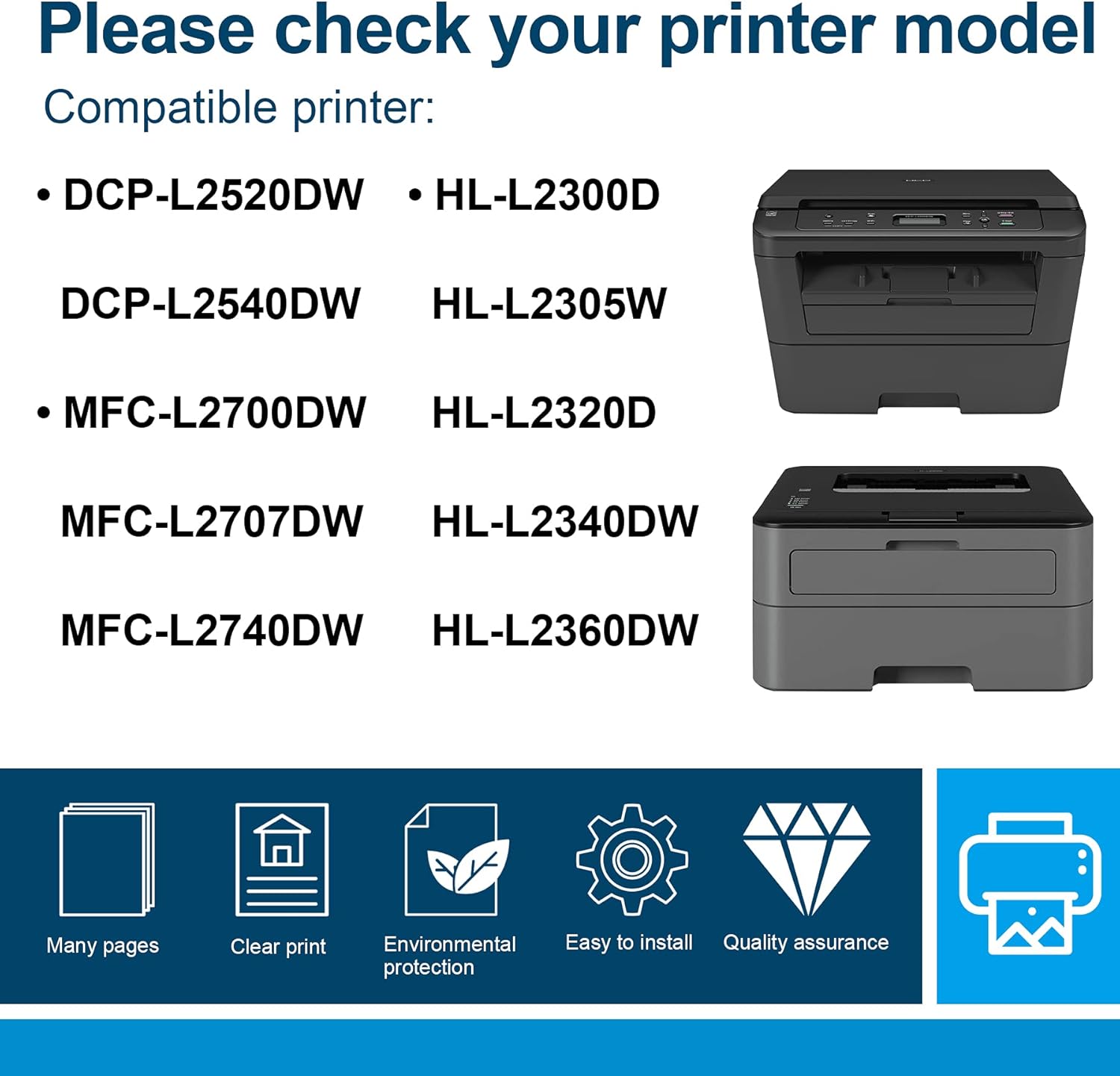 3-Pack Black High Yield TN-660 TN660 Toner Cartridge Compatible Replacement for Brother DCP-L2540DW HL-L2300D L2380DW L2660DW MFC-L2680W L2705DW L2685DW Printer, Page Yield Up to 9,000 Pages