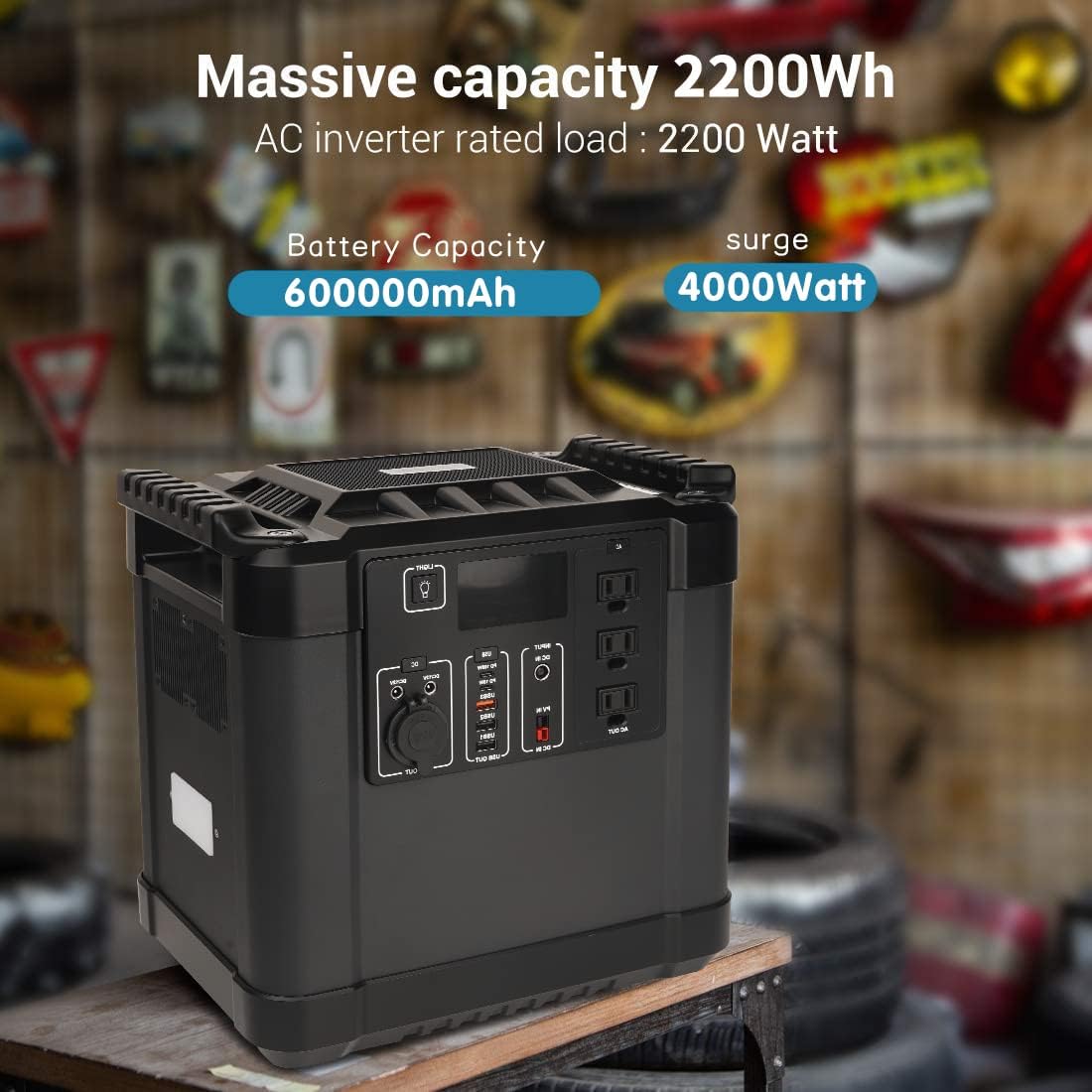 Fixnow Portable Power Station 2000W, 2220Wh Battery Backup Portable Generator with Lighting Flashlight, 250W Max Input, PD 100W, Solar Generator Outage Emergency Power Supply for Home Outdoors CPAP Camping RV