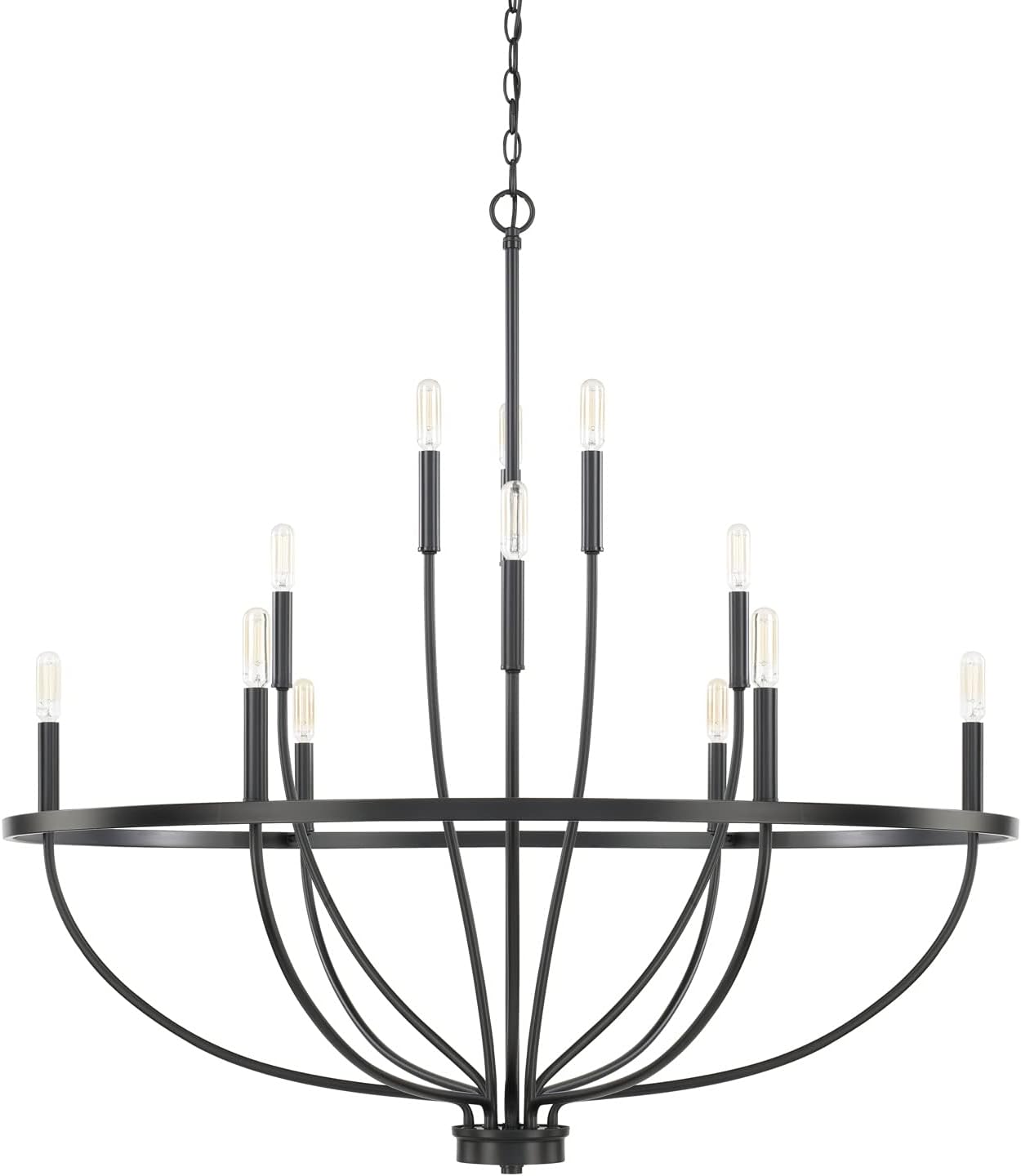 HomePlace 428501MB Greyson Chandelier, 12-Light 720 Total Watts, Matte Black