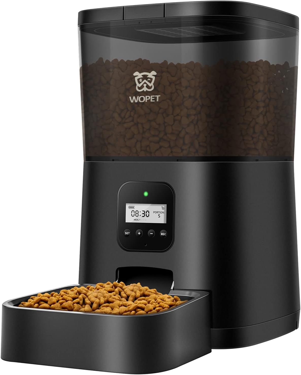 WOPET Automatic Cat Feeder, 7L Cat Food Dispenser with Programmable Portion Control, Timed Cat Feeder up to 4 Meals Per Day & 10s Voice Recorder for Smal/Medium Pets (Black) Pack of 2