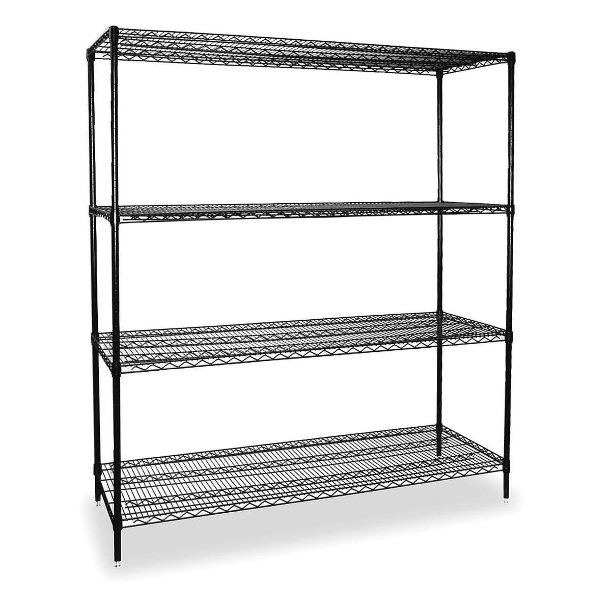 Zoro Select 2KPL6 Wire Shelving Unit, 24x22D x 48x22W x 63x22H, 4 Shelves, Black