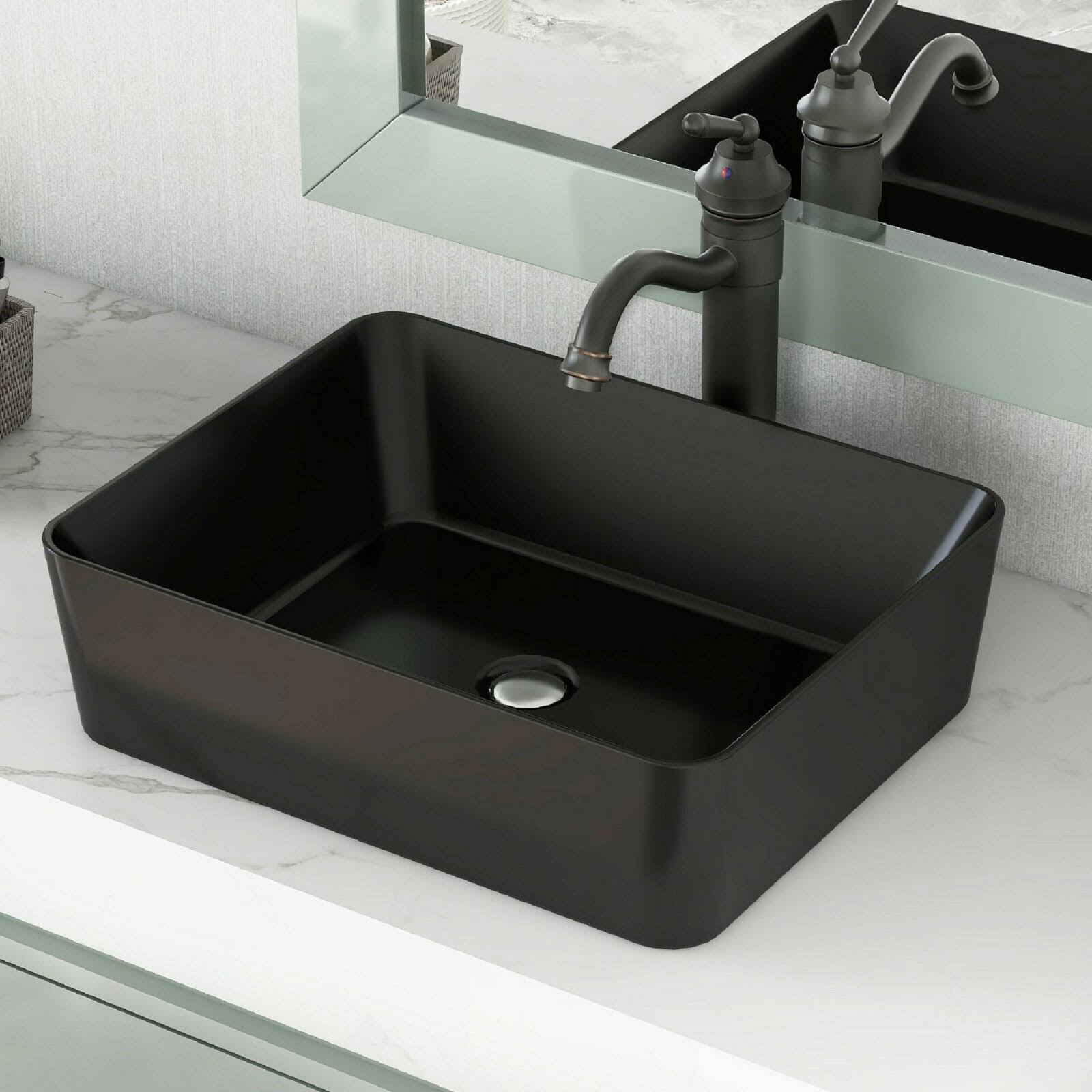 DeerValley DV-2V031 Black Ceramic Rectangular Vessel Bathroom Sink