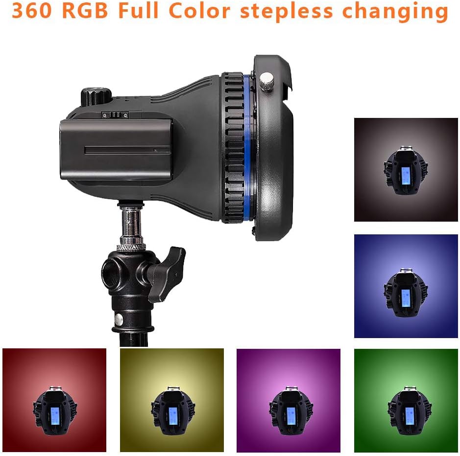 WELLMAKING COB RGB Full Color Light Upgraded for Video Camera Portable 18W Bi-Color 12W RGB AC/DC Power Supply Fresnel Lens with Barn Door for Video Shooting,YouTube and Christmas Video