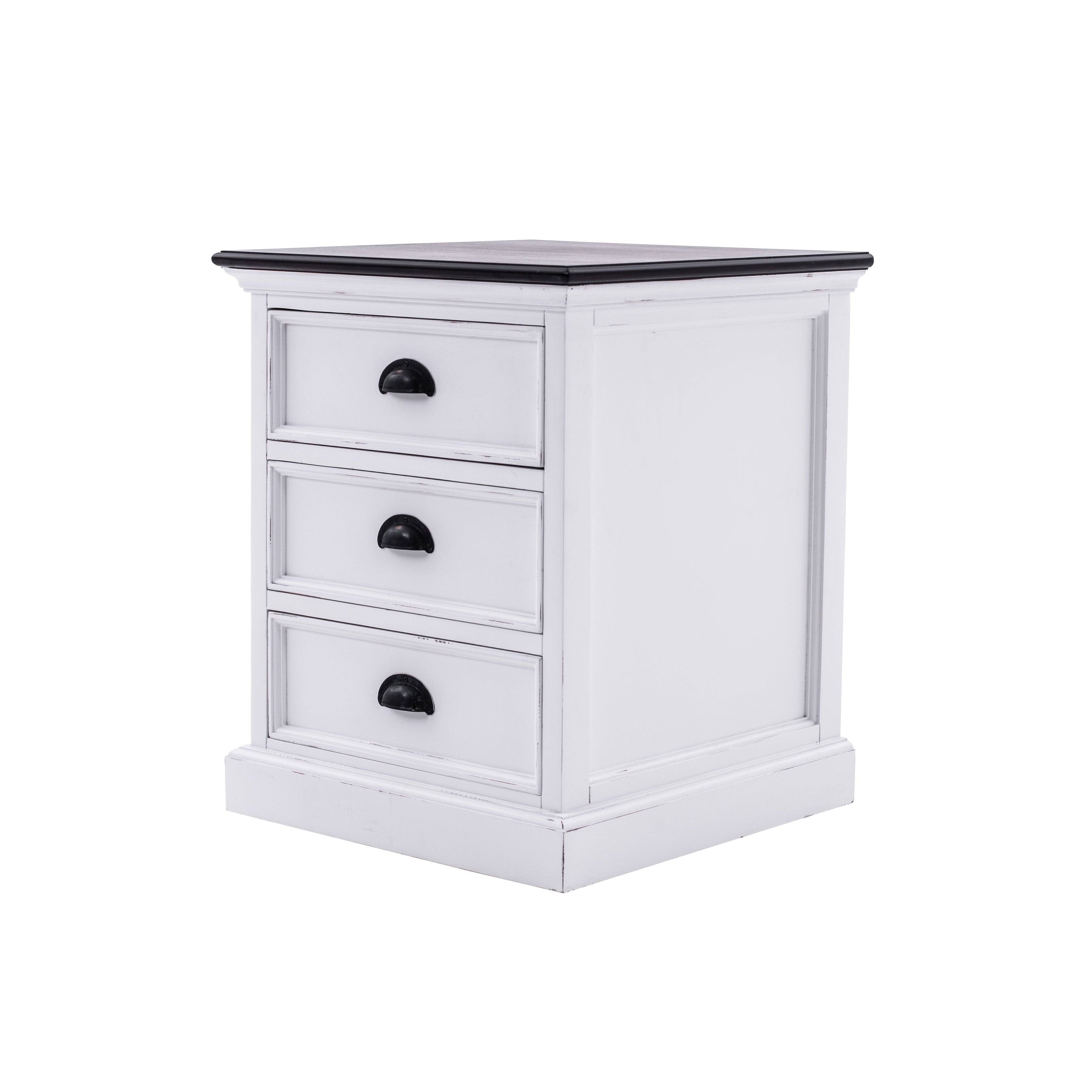 NovaSolo Halifax Accent Mahogany Wood Bedside Drawer Unit in White