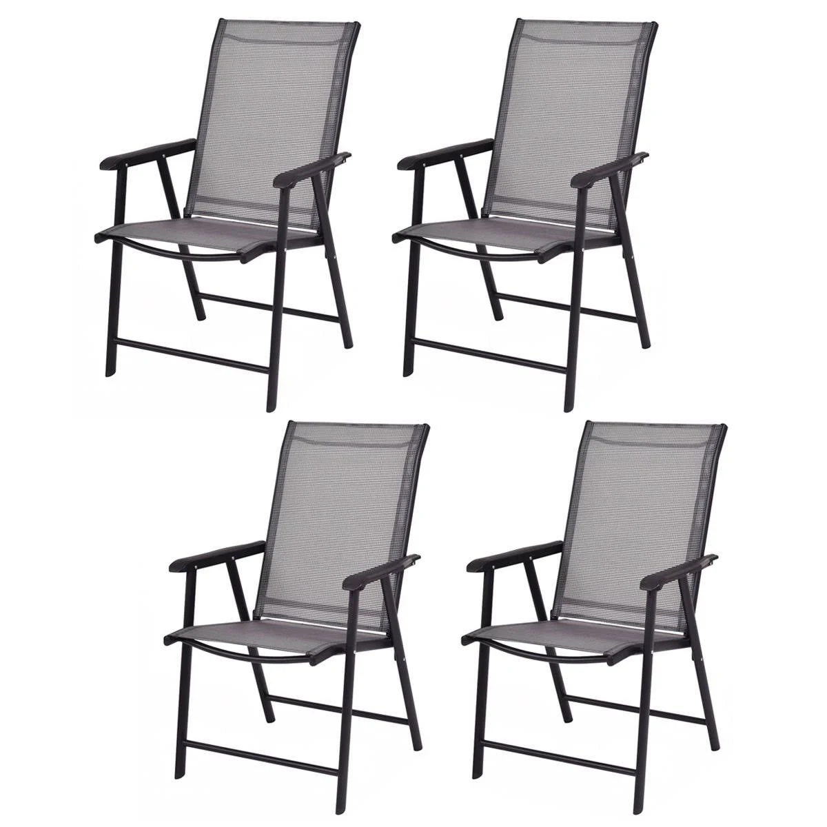 Giantex Set of 4 Outdoor Patio Folding Chairs Camping Deck Garden Pool Beach W/Armrest