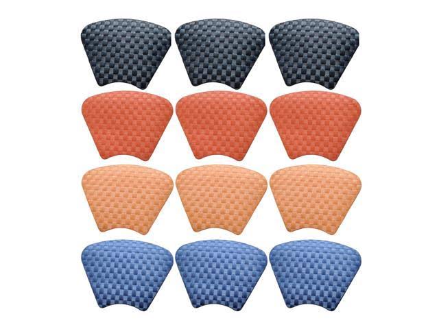 Saleen 12-Pack Half-Round Placemat Set - Assorted Colors (Blue, Orange, Red)