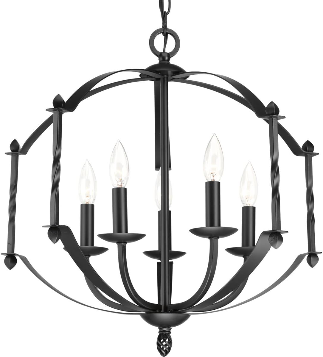 Progress Lighting P4710-31 Traditional Five Light Chandelier from Greyson Collection in Black Finish,