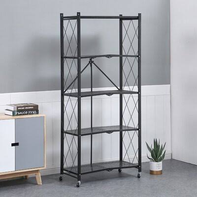 Pfeffer 64.3x22 H x 28.3x22 W x 14.6x22 D Mobile Folding Shelving Unit Rebrilliant Finish: Black