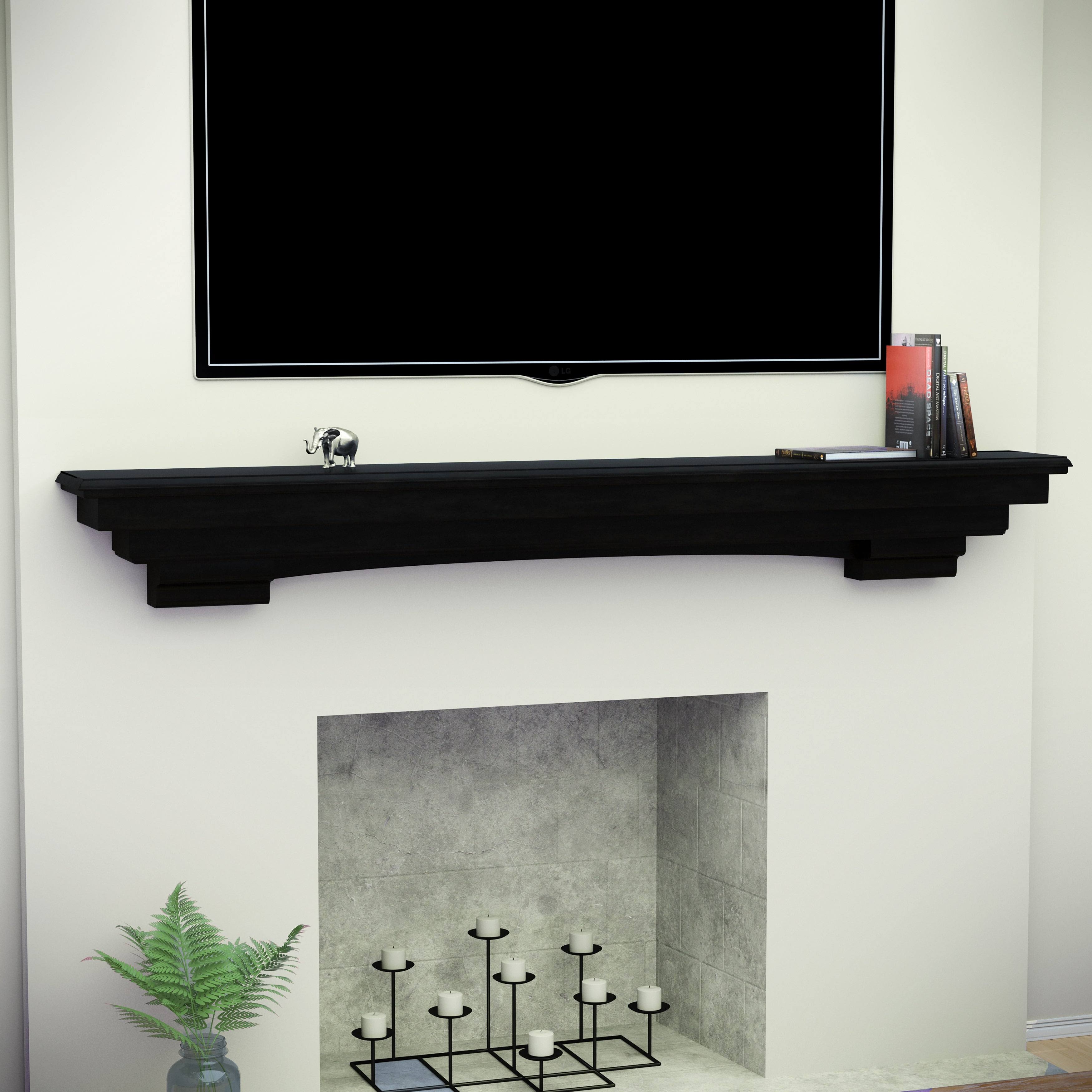 Harper Blvd Bonclary Fireplace Mantel Shelf, Black