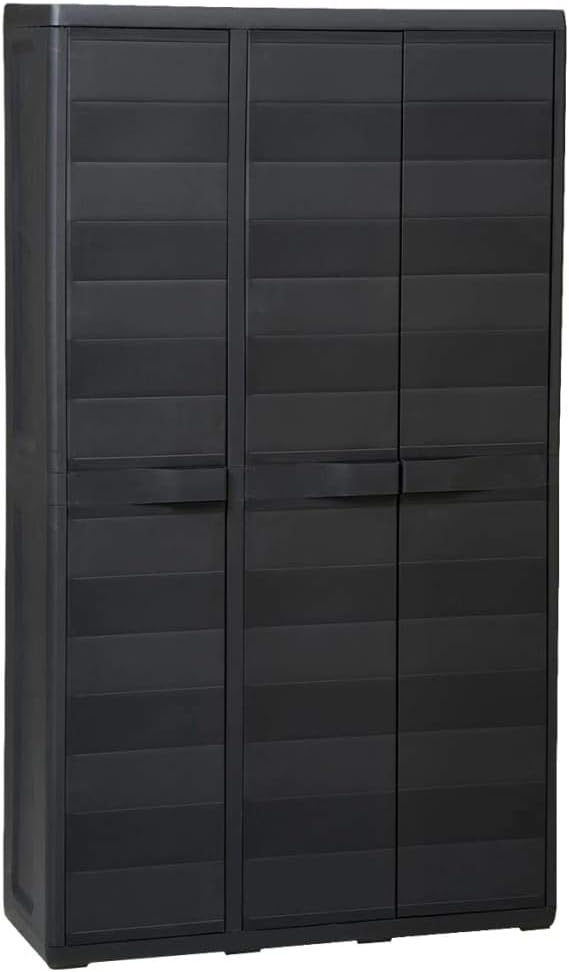 vidaXL Garden Storage Cabinet with 3 Shelves Black Adjustable Locker Outdoor