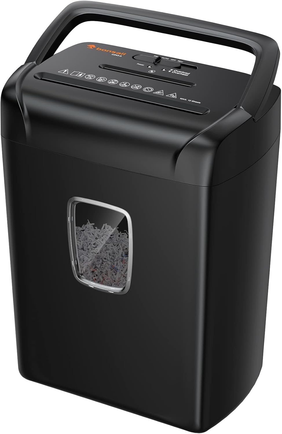 Bonsaii 12-Sheet Paper Shredder, CD and Credit Card Heavy Duty Paper Shredder for Home Office Use, Cross Cut Home Shredder with Jam Proof System, 5.5 Gallon Bin with Transparent Window, Black(C243-A)