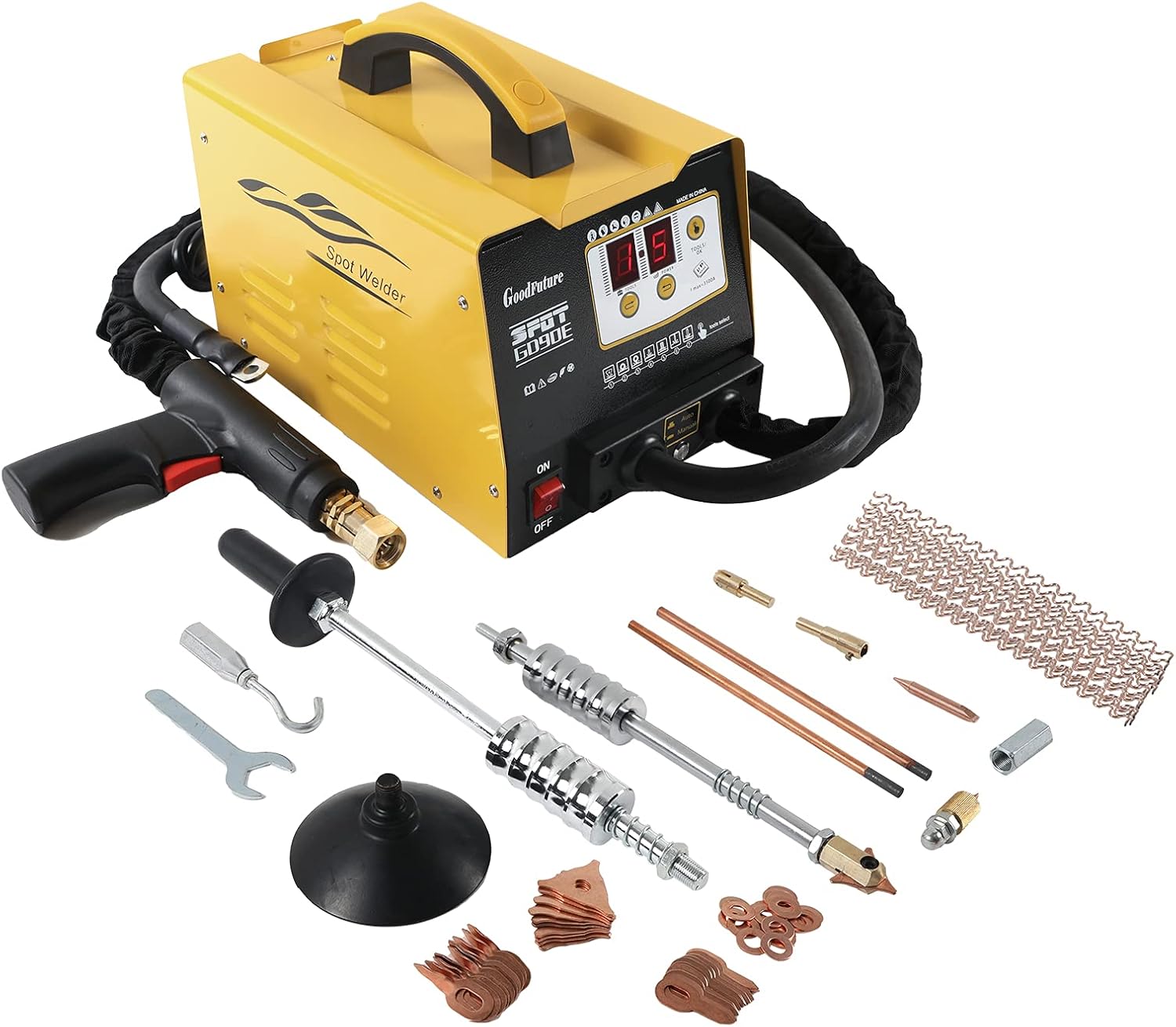 PLAYOCCAR Vehicle Panel Spot Puller Dent Spotter 110V, 3500A Spot Dent Puller Welder, 3KW Car Body Stud Welding Machine Multispot Bonnet Door Repair Tool Kit