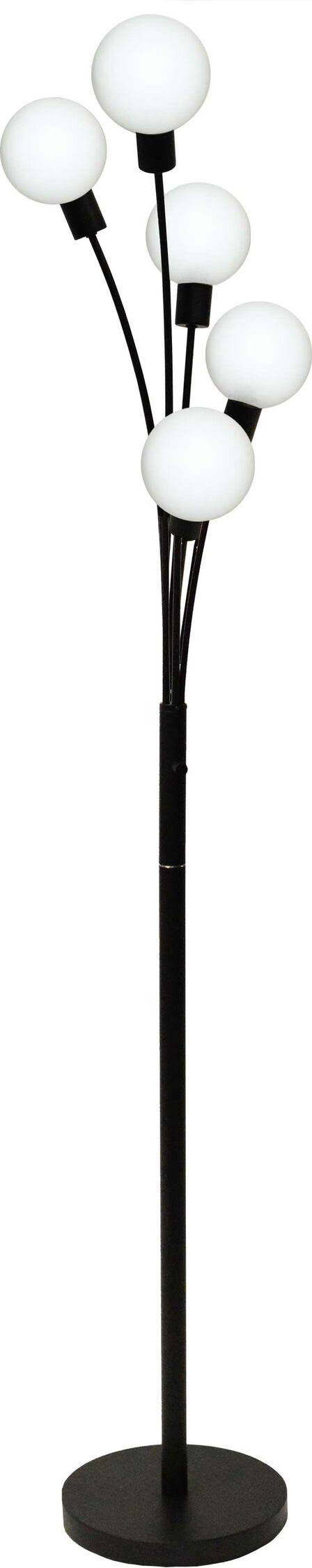 Dainolite 306F-BK-WH 5 Light Floor Lamp Black Finish with White Glass