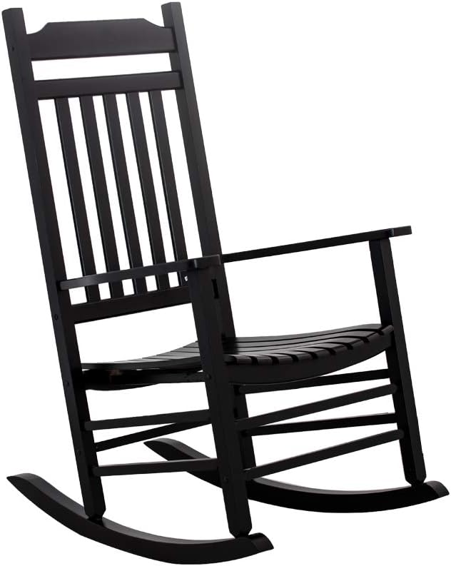 B&Z KD-30B Wooden Rocking Chair Classic Porch Rocker Outdoor Indoor Black