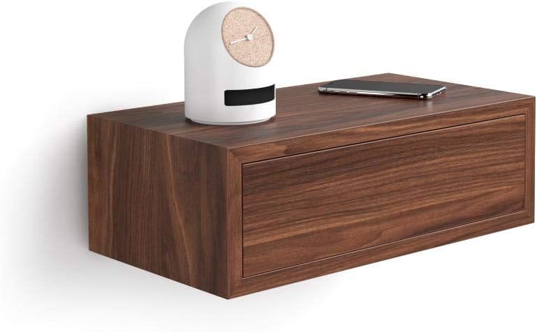 Mobili Fiver, Riccardo Bedside Table, Canaletto Walnut, Laminate-Finished, Made in Italy Pack of 2