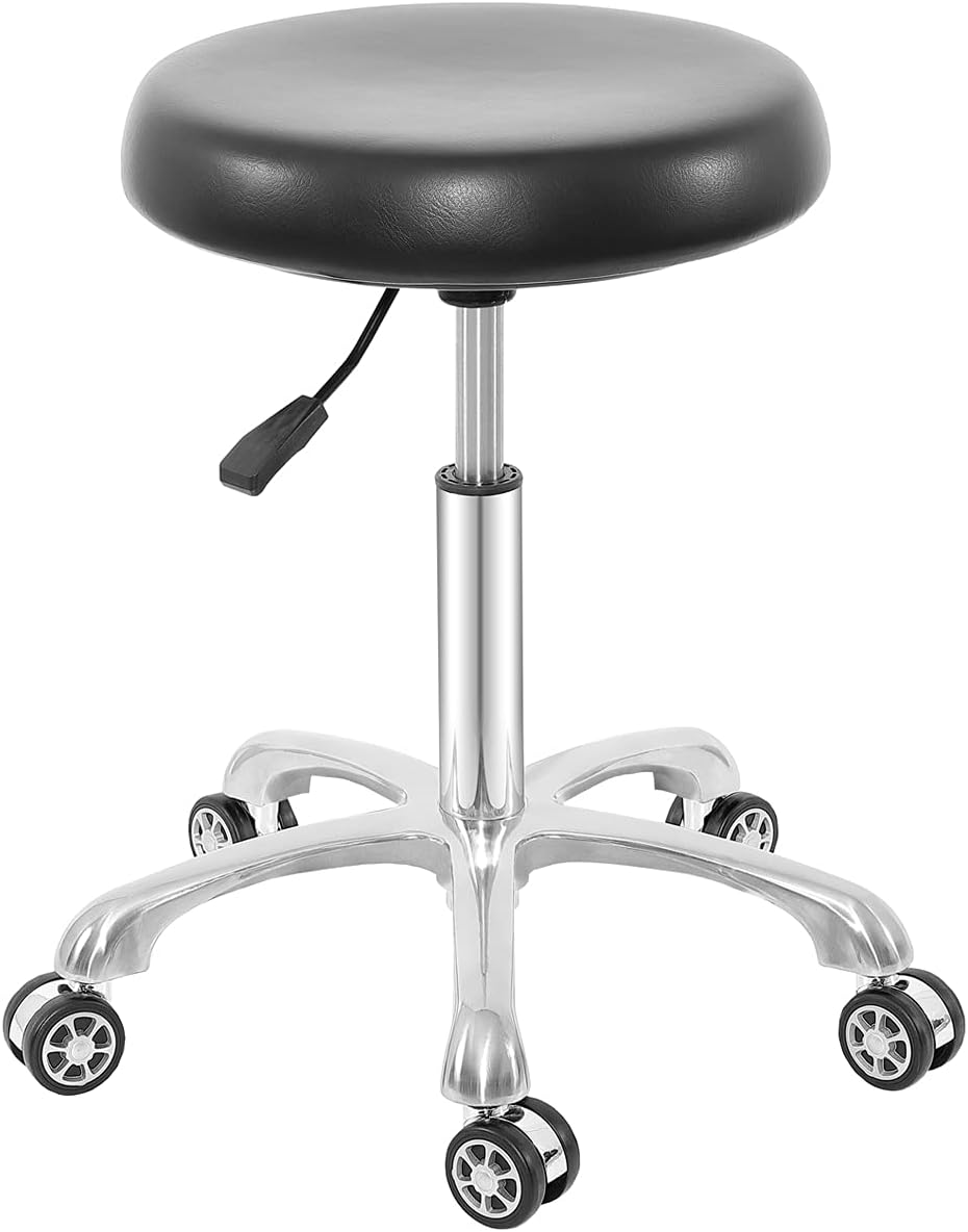 Nazalus Rolling Swivel Stool Height Adjustable with Wheels Heavy Duty for Office Home Desk Counter Salon (Black)