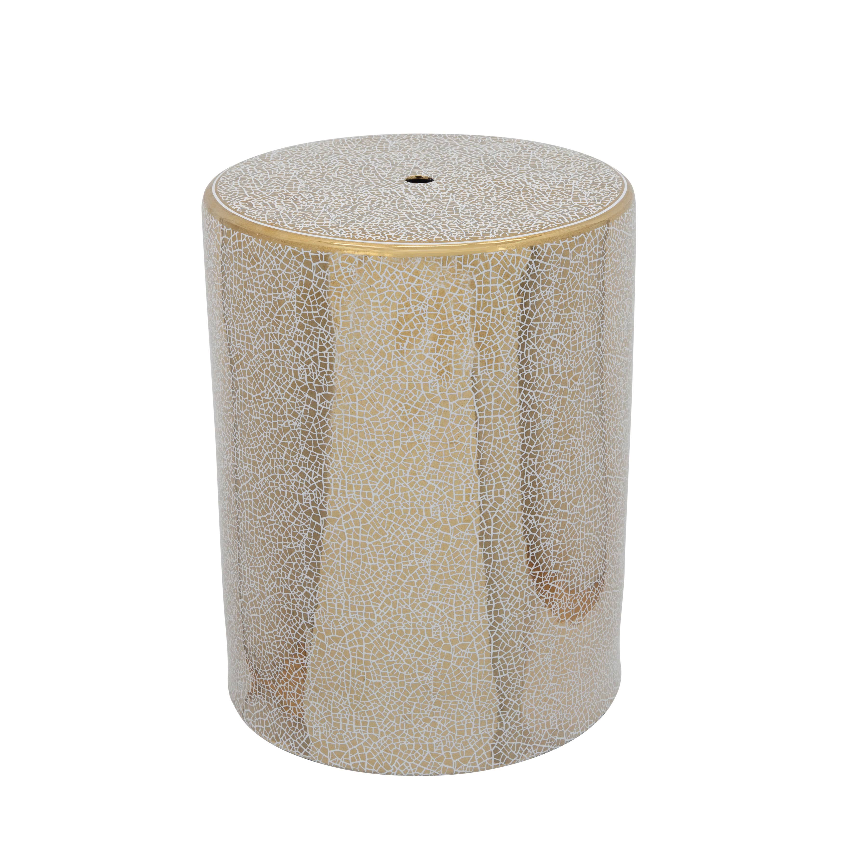 Sagebrook Home Gold Crackle Ceramic Garden Stool 13168-01