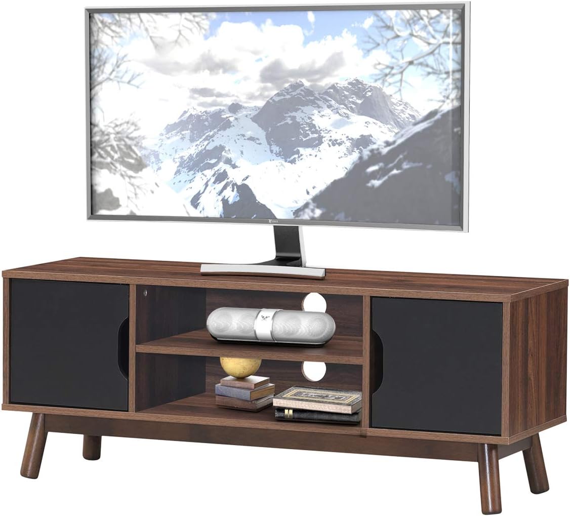 Tangkula Modern Wooden Universal TV Stand for TV's up to 55