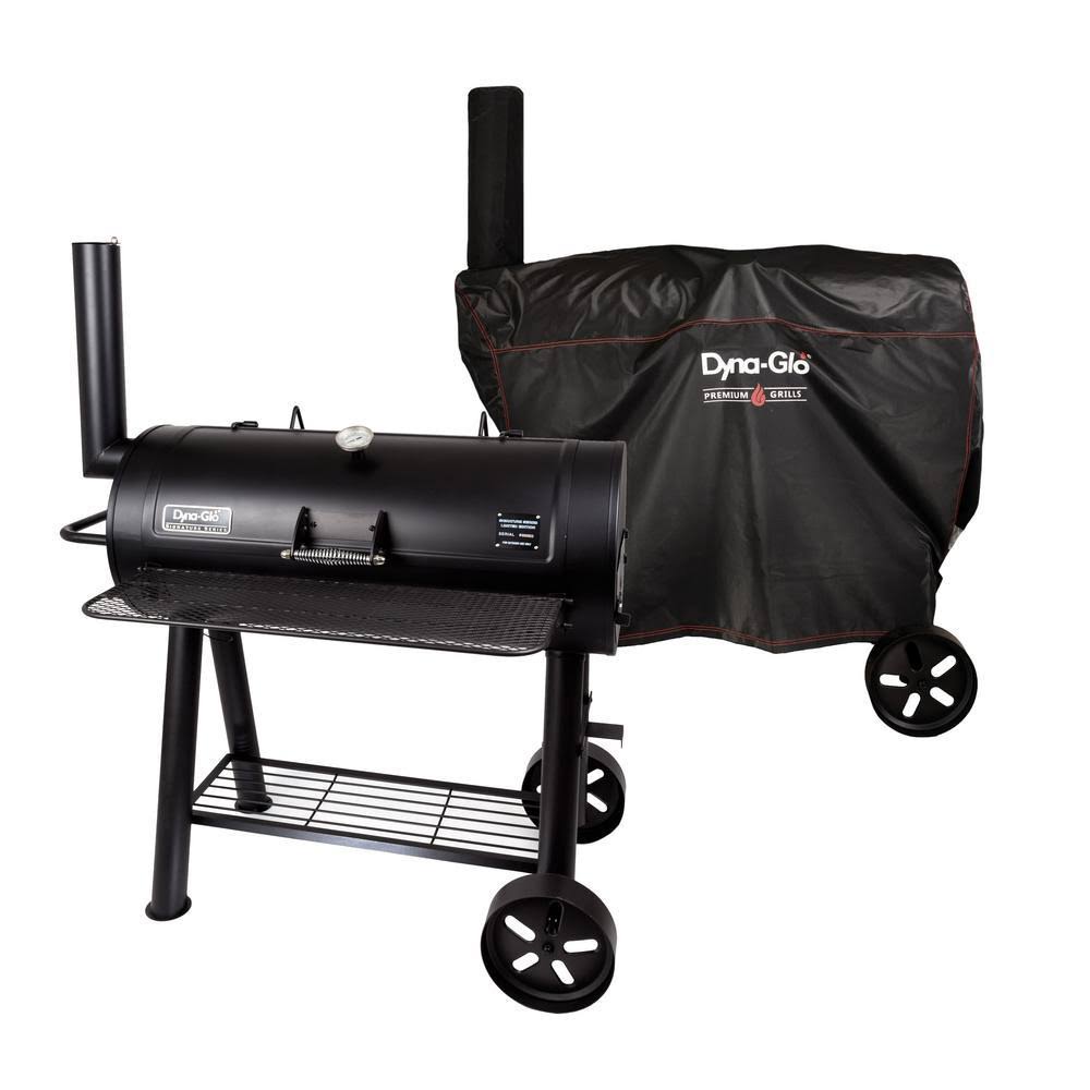 Dyna-Glo Signature Heavy-Duty Barrel Charcoal Grill in Black with Cover