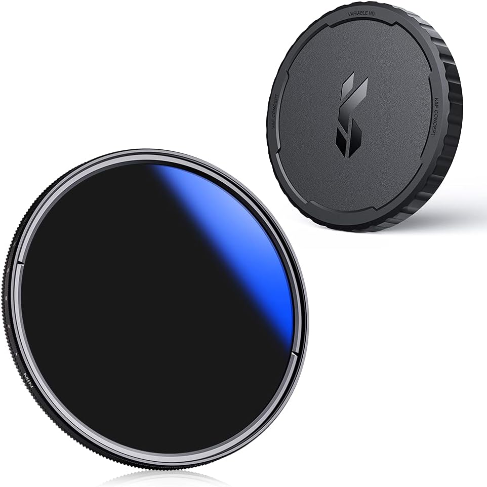K&F Concept 82mm Variable ND Lens Filter & Filter Cap Kit (2 Pcs) Adjustable Neutral Density ND2-ND400 with 18 Multi-Layer Coatings Lens Filter with VND Filter Cap Pack of 2