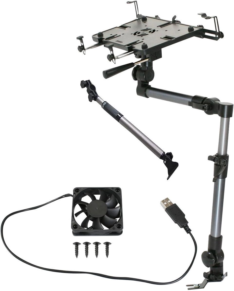 Mobotron MS-526 Heavy-Duty Laptop Mount + Screen Stabilizer+ Cooling Fan+ Supporting Brace