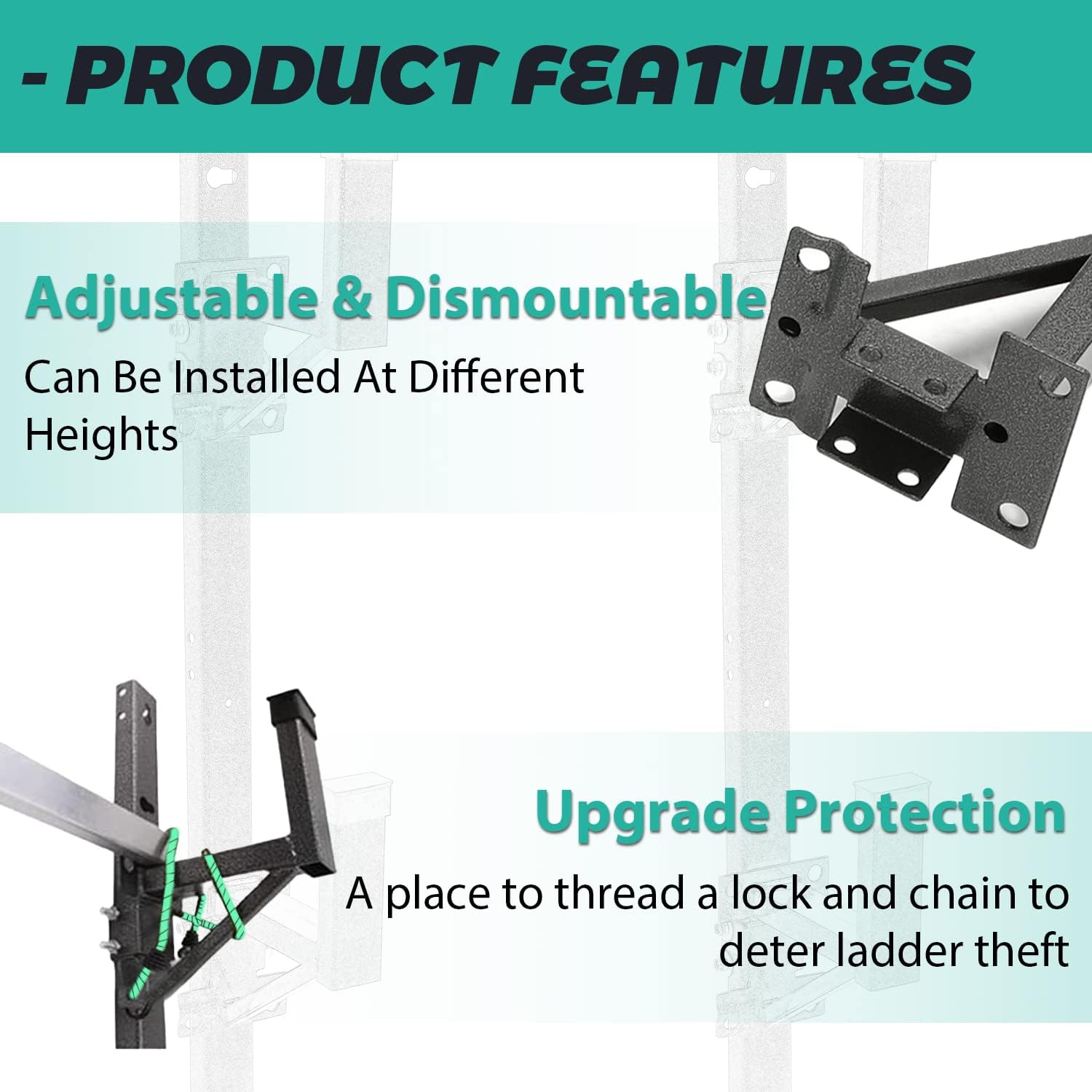 Kojem Adjustable Trailer Ladder Rack Universal Side Mount Trailer Ladder Rack Adjustable Fit for Enclosed Trailer Exterior Side Wall (Carry 2 Ladders)