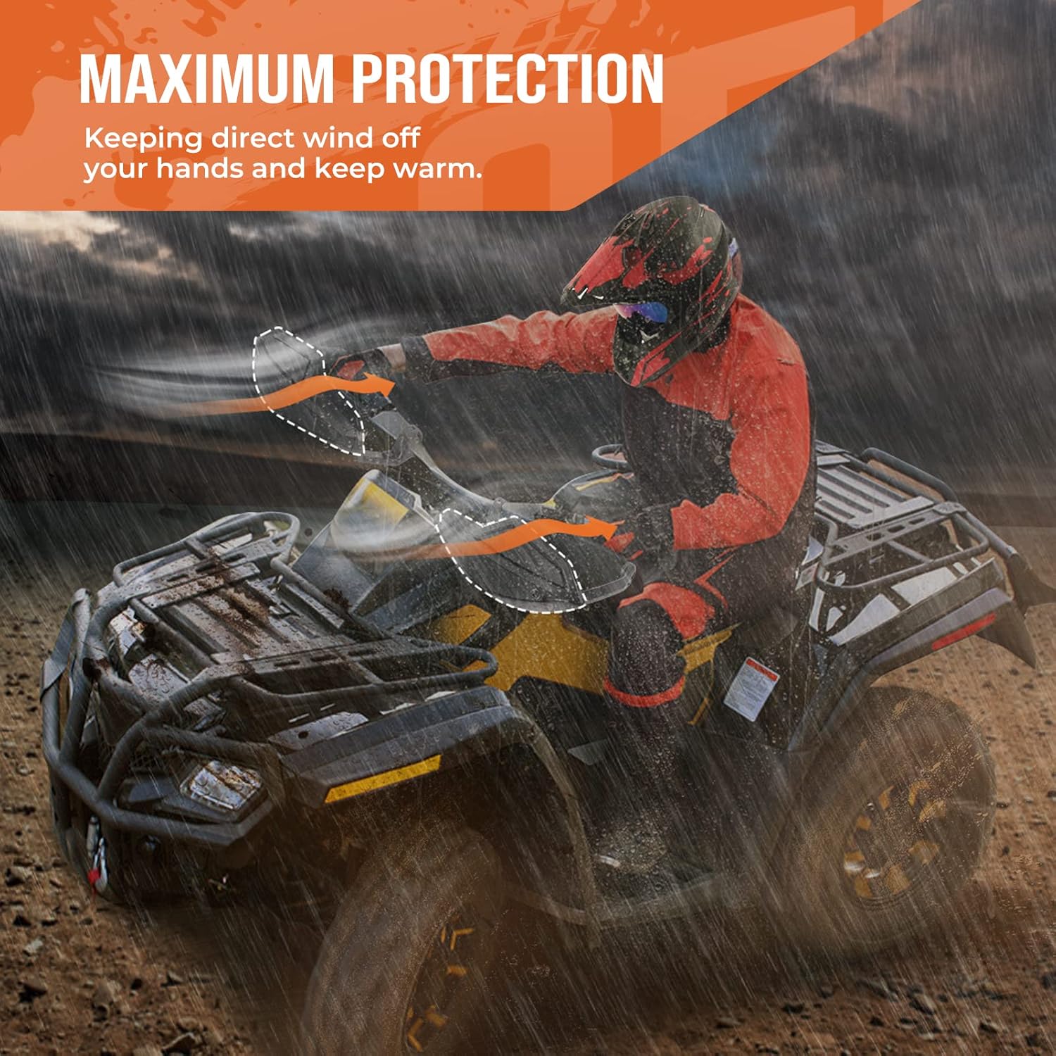 Kemimoto ATV HandGuard and Wind Deflector Kit with Mounting Straps Compatible with Can-Am Outlander, Renegade and DS, Replace 715001706 + 715001378