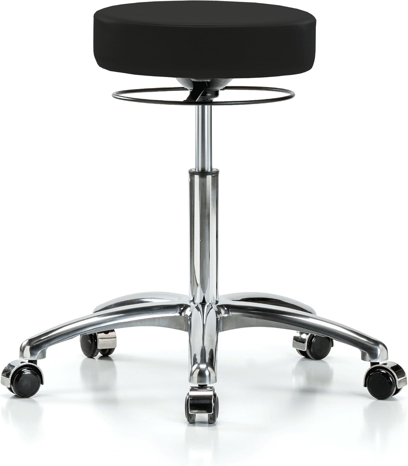 Perch Chrome Stella Rolling Height Adjustable Salon & Spa Stool for Hardwood or Tile | Workbench Height 21-28.5 Inches | 300-Pound Weight Capacity | 12 Year Warranty (Cinder Fabric)