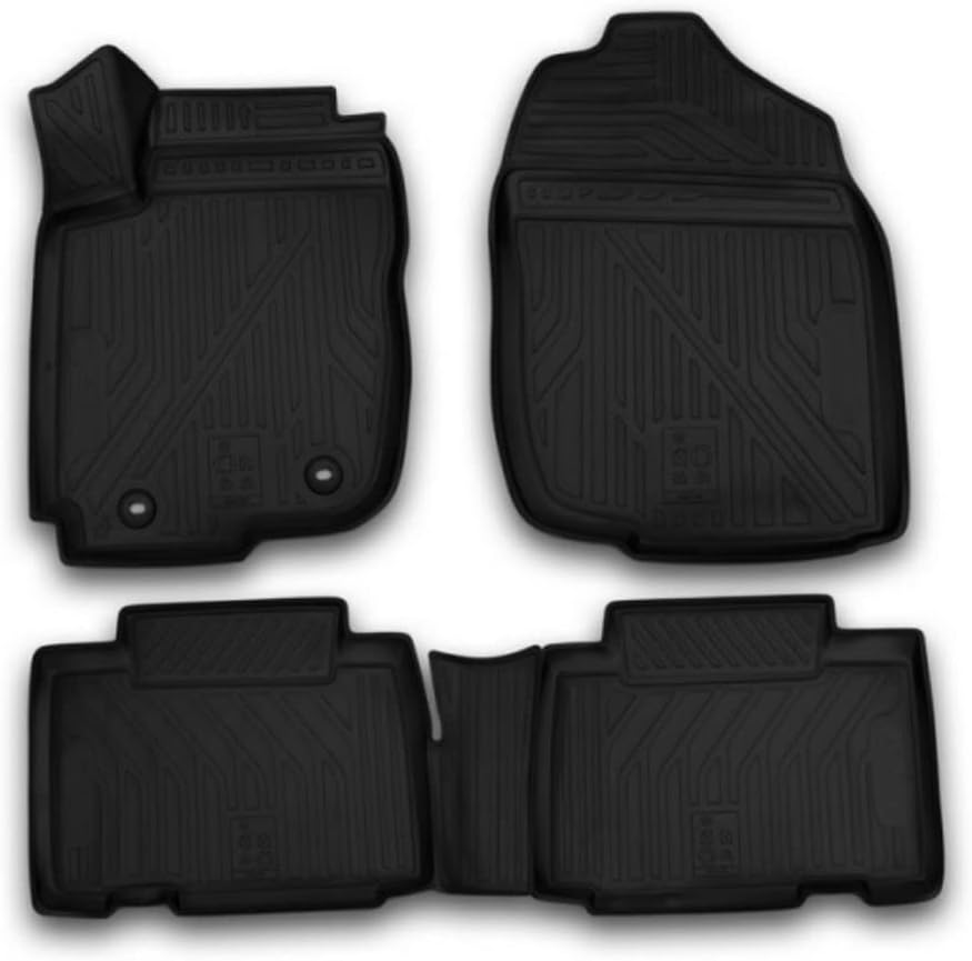 Fits 2013-2018 Toyota RAV4 Floor Mats Front & 2nd Row Seat Liner Set 3D Custom Fit All-Weather Full Set Liners, Black (All Models)