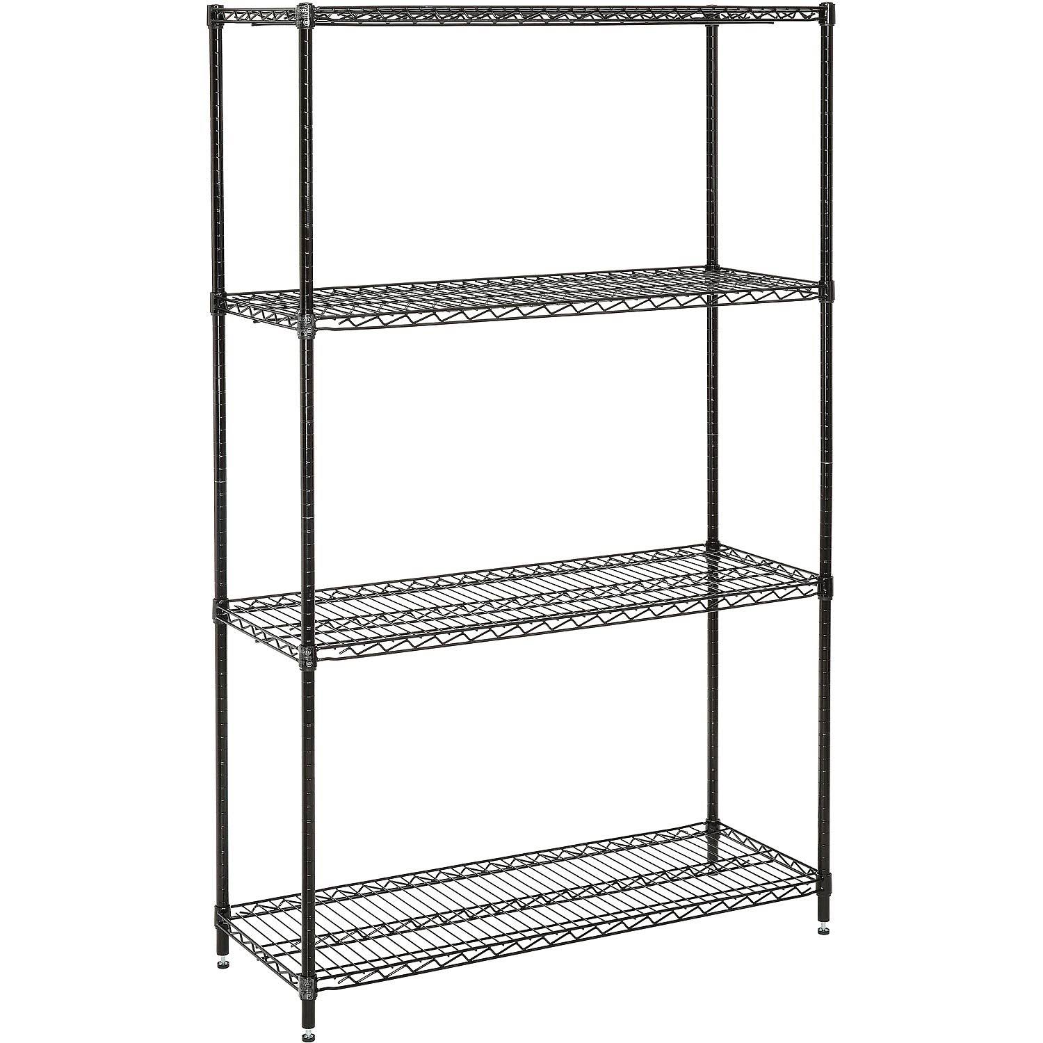Nexel Wire Shelving Unit, 48x22W x 24x22D x 74x22H, Black Epoxy